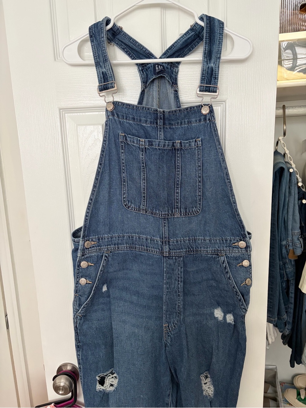 GAP Ripped Indigo Denim Overalls